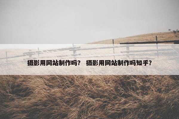 摄影用网站制作吗？ 摄影用网站制作吗知乎？