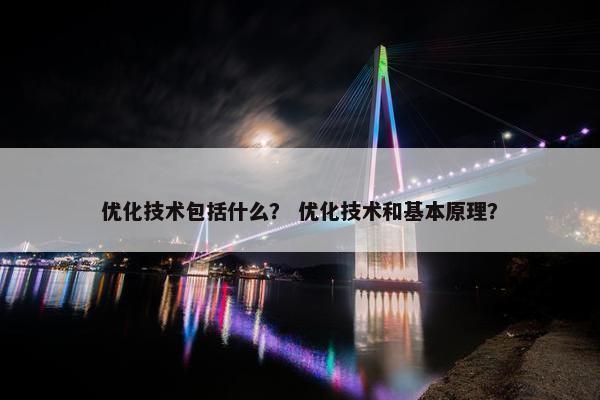 优化技术包括什么？ 优化技术和基本原理？