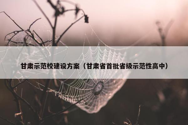 甘肃示范校建设方案（甘肃省首批省级示范性高中）