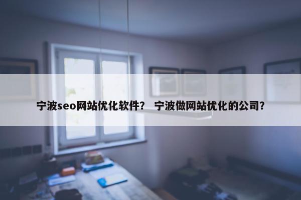 宁波seo网站优化软件？ 宁波做网站优化的公司？