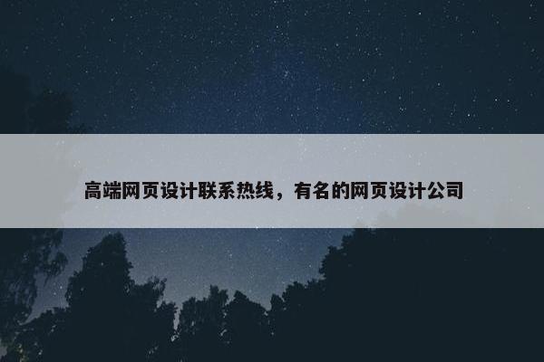 高端网页设计联系热线，有名的网页设计公司