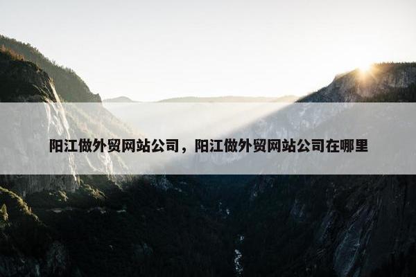 阳江做外贸网站公司，阳江做外贸网站公司在哪里
