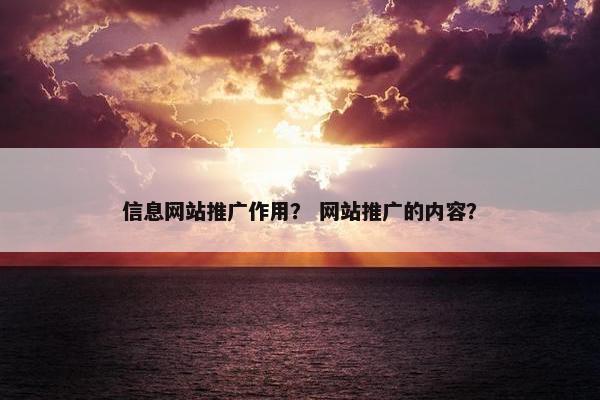 信息网站推广作用？ 网站推广的内容？