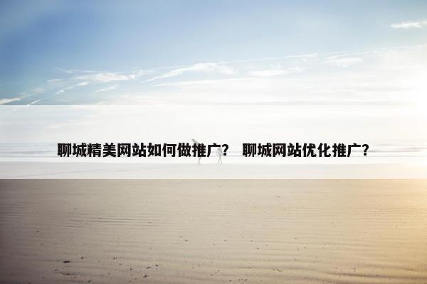聊城精美网站如何做推广？ 聊城网站优化推广？