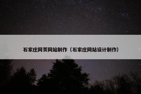 石家庄网页网站制作（石家庄网站设计制作）