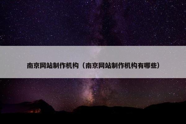 南京网站制作机构（南京网站制作机构有哪些）