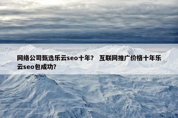 网络公司甄选乐云seo十年？ 互联网推广价格十年乐云seo包成功？
