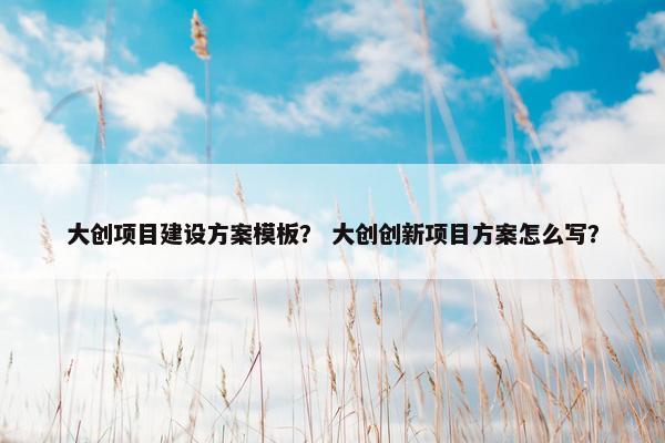 大创项目建设方案模板？ 大创创新项目方案怎么写？