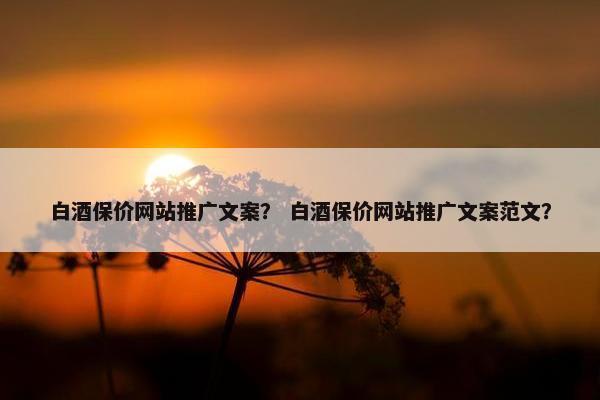 白酒保价网站推广文案？ 白酒保价网站推广文案范文？