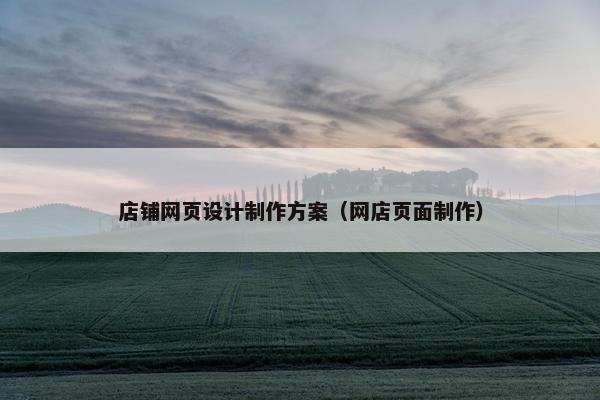 店铺网页设计制作方案（网店页面制作）