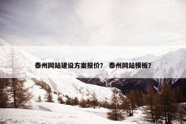 泰州网站建设方案报价？ 泰州网站模板？