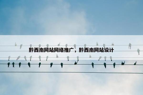 黔西南网站网络推广，黔西南网站设计