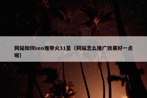 网站如何seo推举火31星（网站怎么推广效果好一点呢）