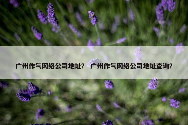 广州作气网络公司地址？ 广州作气网络公司地址查询？