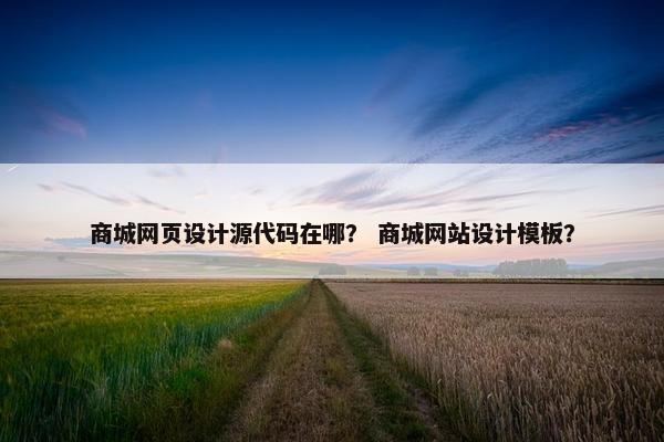 商城网页设计源代码在哪？ 商城网站设计模板？