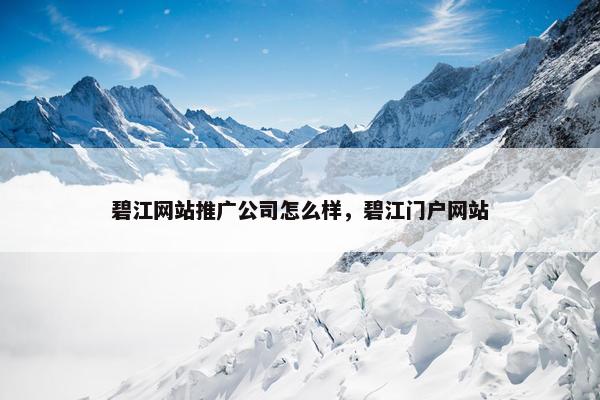 碧江网站推广公司怎么样，碧江门户网站