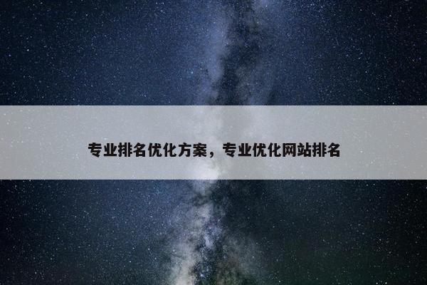 专业排名优化方案，专业优化网站排名