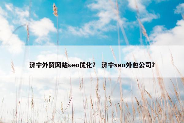 济宁外贸网站seo优化？ 济宁seo外包公司？