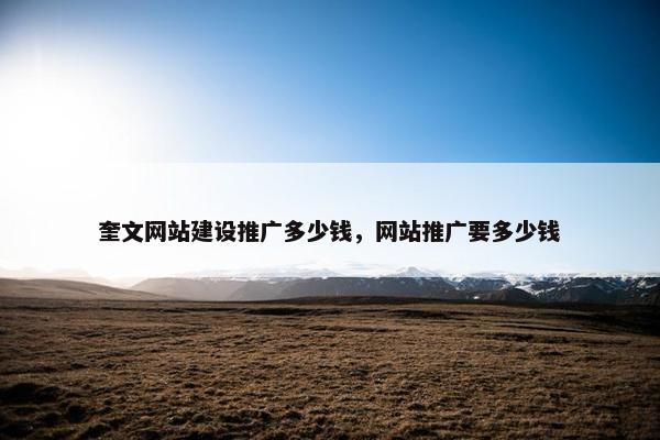 奎文网站建设推广多少钱，网站推广要多少钱