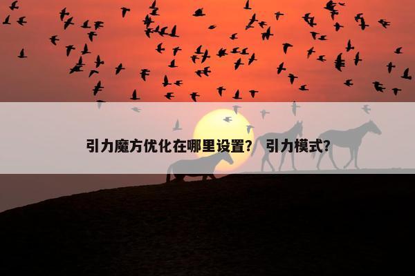 引力魔方优化在哪里设置？ 引力模式？
