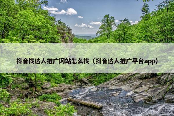 抖音找达人推广网站怎么找（抖音达人推广平台app）