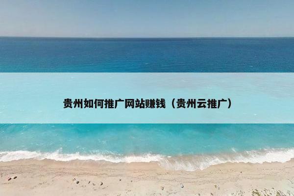 贵州如何推广网站赚钱（贵州云推广）