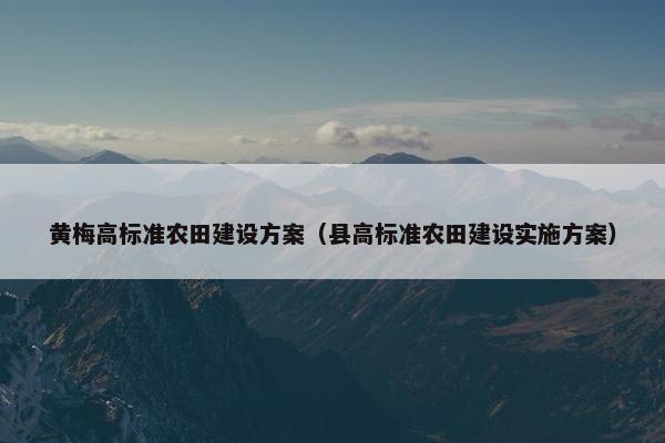 黄梅高标准农田建设方案（县高标准农田建设实施方案）