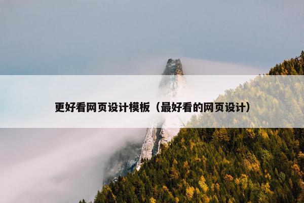 更好看网页设计模板（最好看的网页设计）