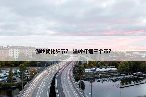 温岭优化细节？ 温岭打造三个市？