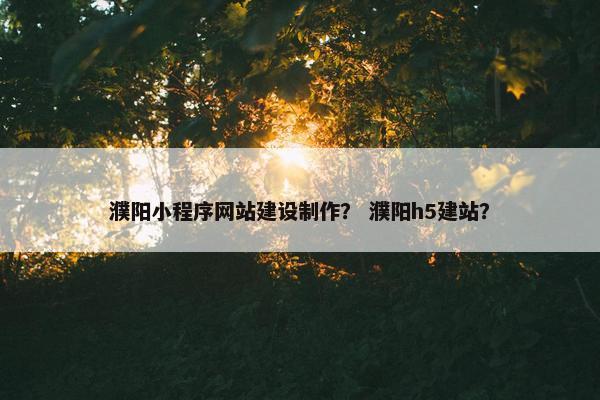 濮阳小程序网站建设制作？ 濮阳h5建站？