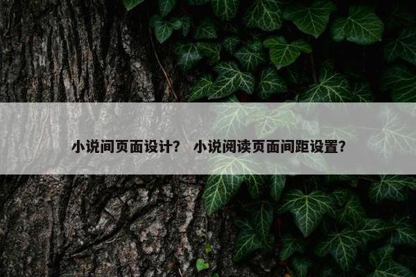 小说间页面设计？ 小说阅读页面间距设置？