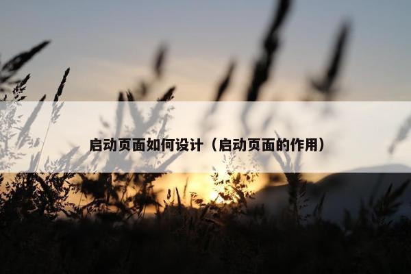 启动页面如何设计（启动页面的作用）