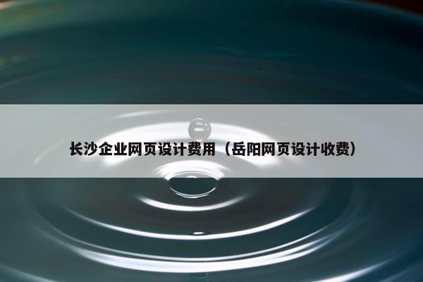 长沙企业网页设计费用（岳阳网页设计收费）