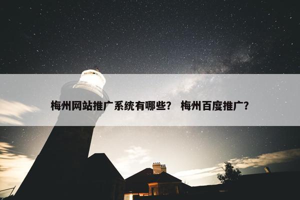 梅州网站推广系统有哪些？ 梅州百度推广？