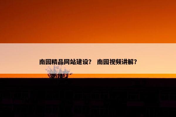 南园精品网站建设？ 南园视频讲解？