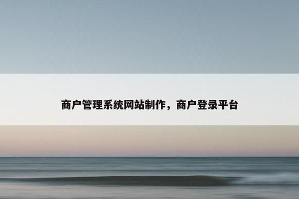 商户管理系统网站制作，商户登录平台