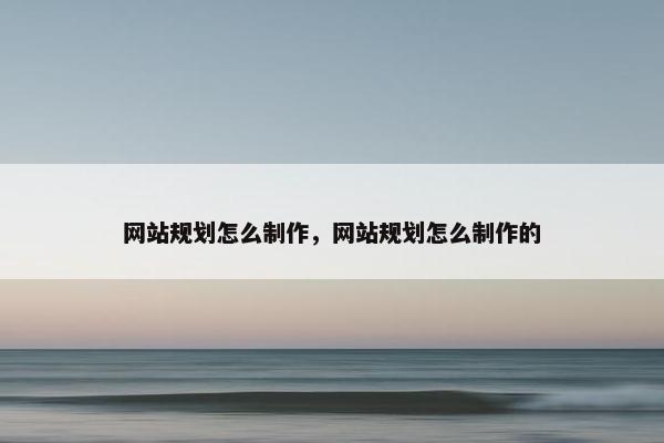 网站规划怎么制作，网站规划怎么制作的