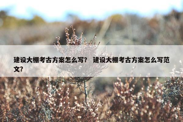 建设大棚考古方案怎么写？ 建设大棚考古方案怎么写范文？