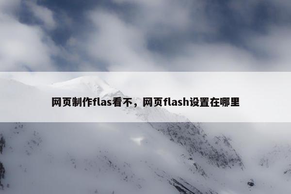 网页制作flas看不，网页flash设置在哪里