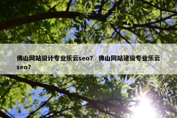 佛山网站设计专业乐云seo？ 佛山网站建设专业乐云seo？