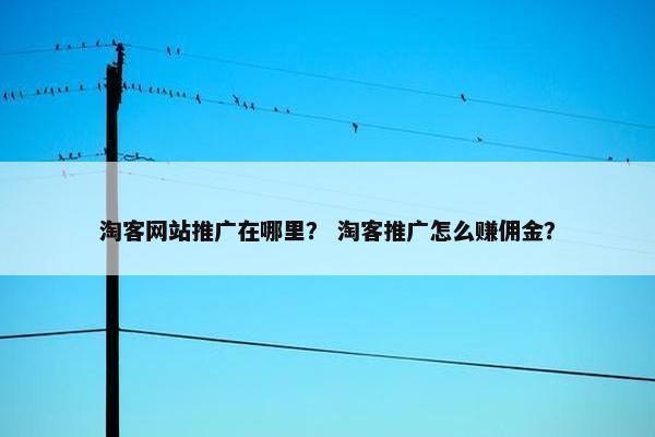 淘客网站推广在哪里？ 淘客推广怎么赚佣金？