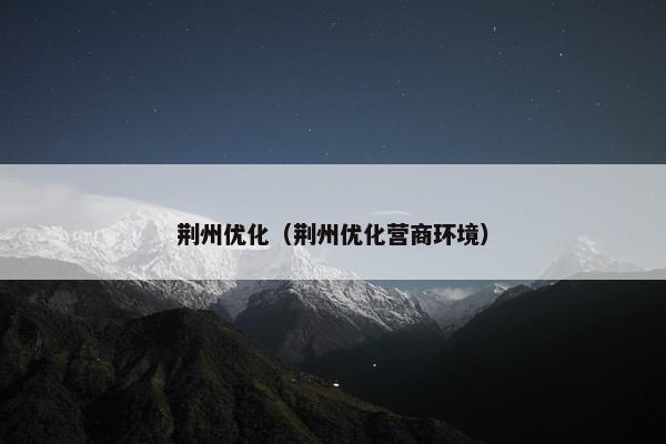 荆州优化（荆州优化营商环境）