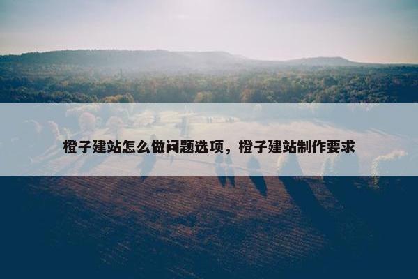 橙子建站怎么做问题选项，橙子建站制作要求