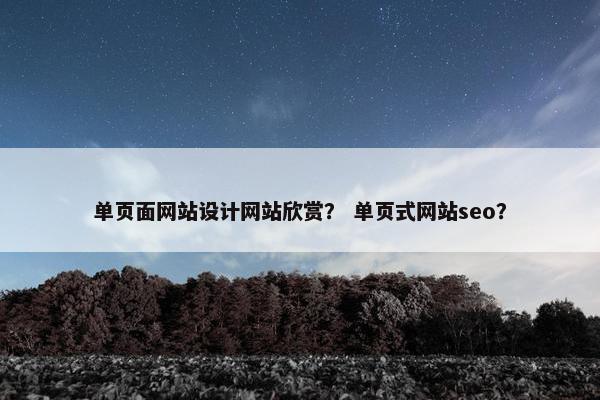 单页面网站设计网站欣赏？ 单页式网站seo？