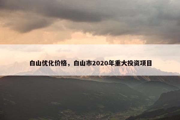白山优化价格，白山市2020年重大投资项目