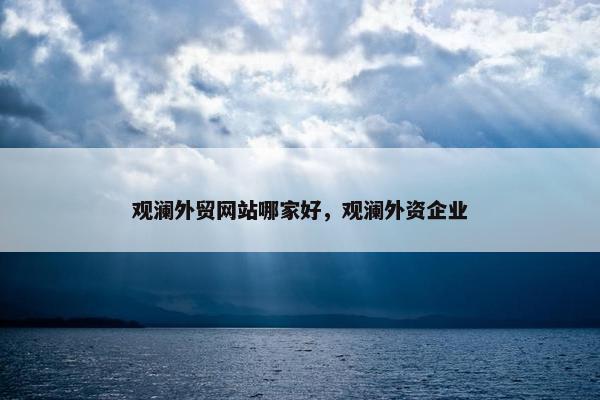 观澜外贸网站哪家好，观澜外资企业