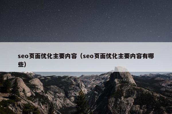 seo页面优化主要内容（seo页面优化主要内容有哪些）