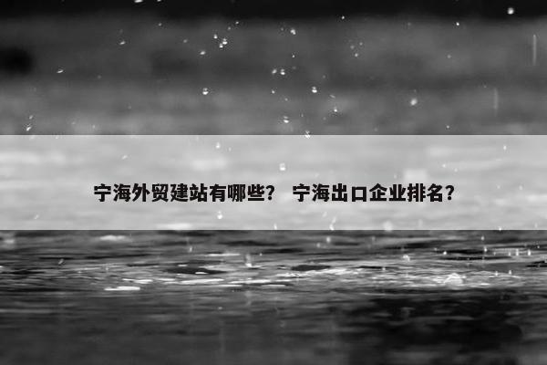 宁海外贸建站有哪些？ 宁海出口企业排名？