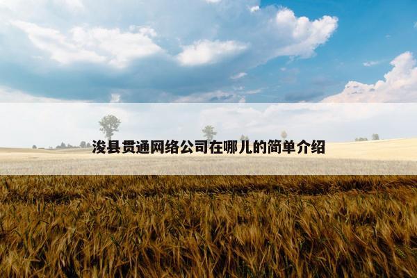 浚县贯通网络公司在哪儿的简单介绍
