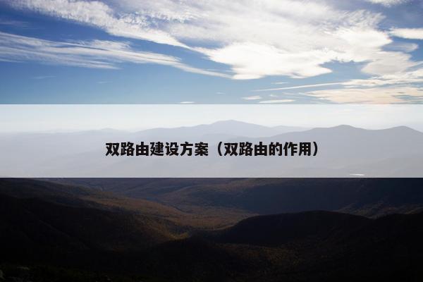 双路由建设方案（双路由的作用）